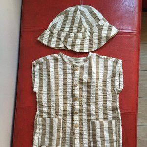 Message in the bottle baby romper and sunhat set - 1 month